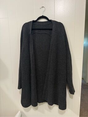 Lane Bryant Black Open-Front Waffle Knit Cardigan